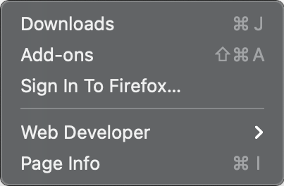 Firefox Tools Menu